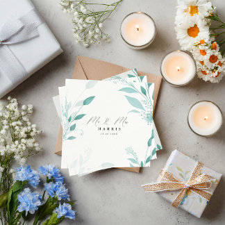 Serviette En Papier Élégant Bleu Poussiéreux Eucalyptus Floral Mariage