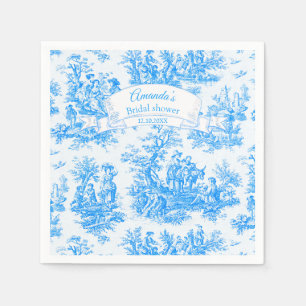 Serviette En Papier Elégant bleu turquoise toile de jouy Douche nuptia