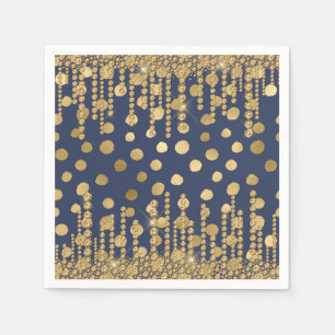 Serviette En Papier Élégant Bling Bleu Or Joli Glam