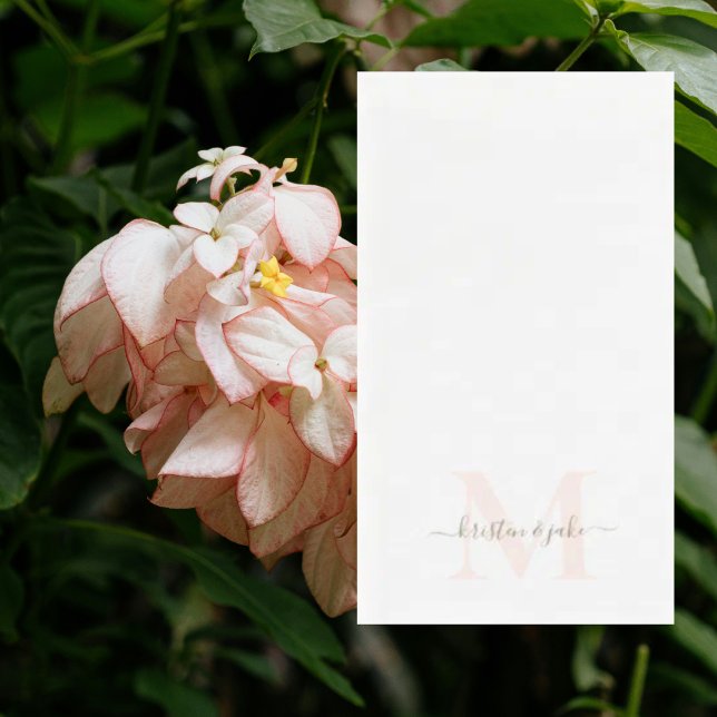 Serviette En Papier Élégant Blush & Gold Monogram Mariage Swash (Créateur téléchargé)