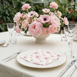 Serviette En Papier Elegant Blush Pink Floral Fine Art Wedding