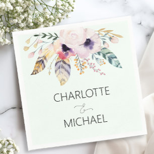 Serviette En Papier Elegant Boho Bouquet Mariage