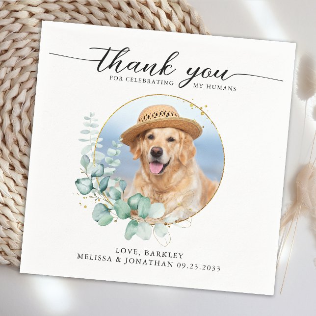 Serviette En Papier Elegant Boho Chic Photo Personnalisé Animaux de co (Créateur téléchargé)