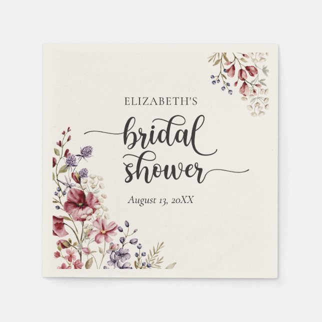 Serviette En Papier Elegant Boho Fleur sauvage Fête des mariées (Devant)