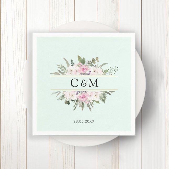 Serviette En Papier Élégant Boho Floral (Créateur téléchargé)