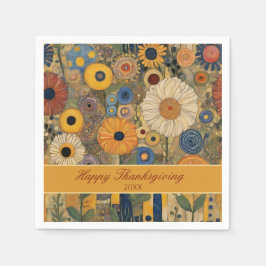 Serviette En Papier Elégant Boho Floral Thanksgiving
