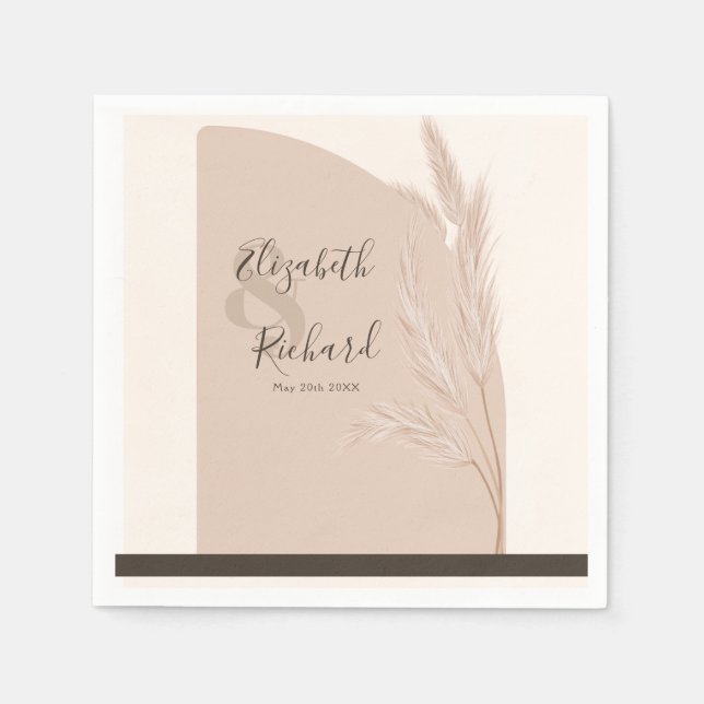 Serviette En Papier Elégant Boho Pampas Grass Mariage moderne (Devant)
