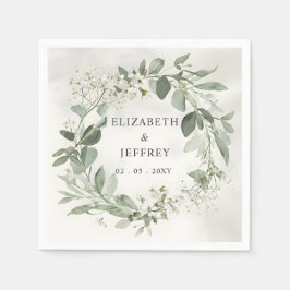 Serviette En Papier Elégant Boho verdure Eucalyptus Mariage