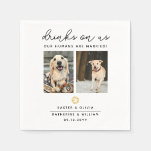 Serviette En Papier Élégant Boissons sur nous Pet 2 Photo Mariage Napk