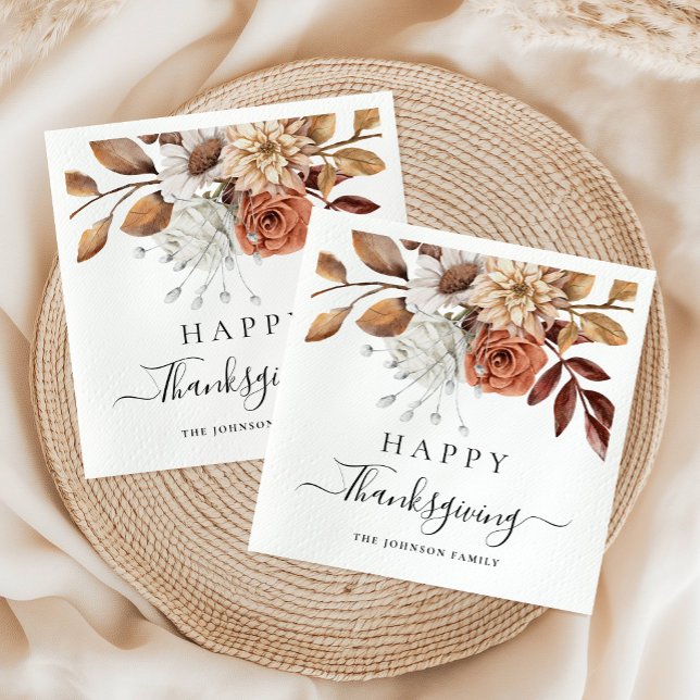 Serviette En Papier Élégant Bon thanksgiving automnal (Elegant Fall Happy Thanksgiving Napkins)
