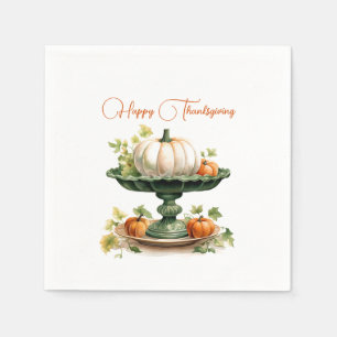 Serviette En Papier Elégant Bon thanksgiving Citrouille blanc