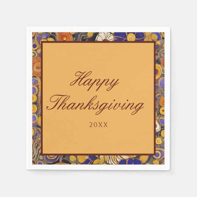 Serviette En Papier Élégant Bon thanksgiving Floral (Devant)