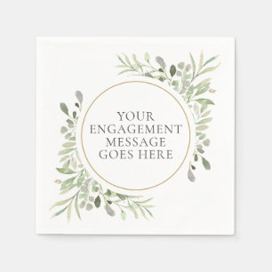 Serviette En Papier Elégant Botanique Aquarelle Fiançailles de verdure