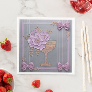 Serviette En Papier Élégant Bouquet de Lavande Mariage