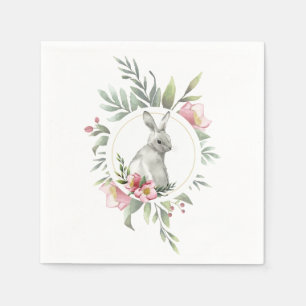 Serviette En Papier Elégant Bunny de Pâques design floral