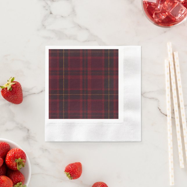 Serviette En Papier Elegant Burgundy Tartan (En situation)