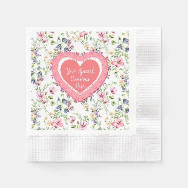 Serviette En Papier Elégant cadre de coeur floral : pour chaque occasi (Devant)
