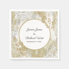 Serviette En Papier Elégant cadre Or Argent Mariage personnalisé