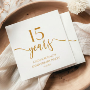 Serviette En Papier Élégant Champagne 15e Anniversaire de Mariage