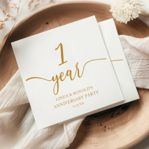 Serviette En Papier Elégant Champagne 1er anniversaire Mariage