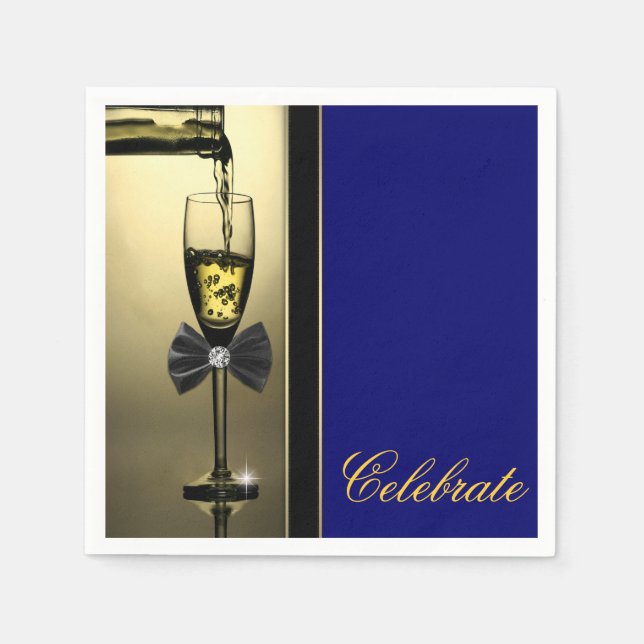 Serviette En Papier Elégant Champagne d'or (Devant)