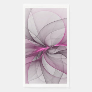 Serviette En Papier Élégant Chaos Moderne Art Fractal Abstrait Rose