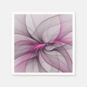 Serviette En Papier Élégant Chaos Moderne Art Fractal Abstrait Rose