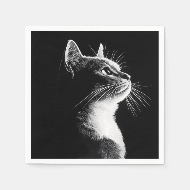 Serviette En Papier Élégant chat (Devant)