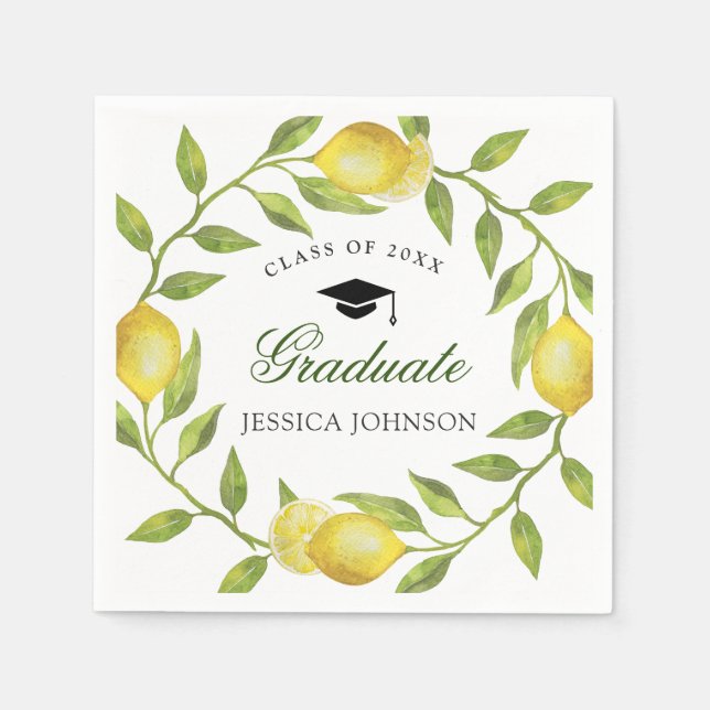 Serviette En Papier Élégant citron vert chic fête de graduation (Devant)