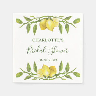 Serviette En Papier Elégant citrons aquarelle FÊTE DES MARIÉES verte