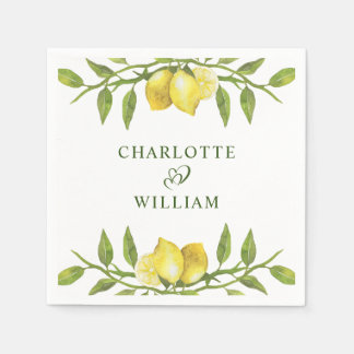 Serviette En Papier Elégant citrons Aquarelle Mariage