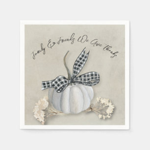Serviette En Papier Élégant Citrouille blanc Chute Famille Thanksgivin