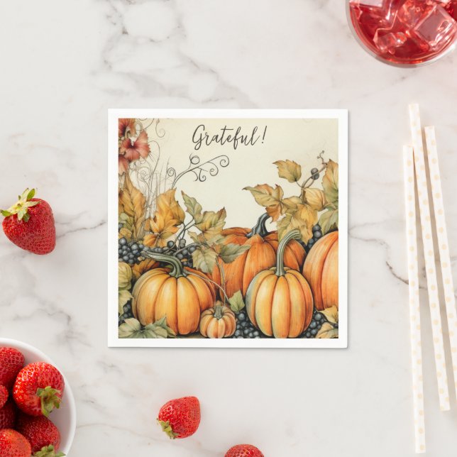 Serviette En Papier Élégant Citrouilles d'automne serviettes gracieuse (En situation)