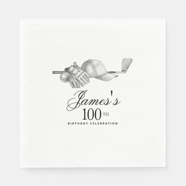 Serviette En Papier Elégant Classic Golf 100e Anniversaire Fête Person (Devant)