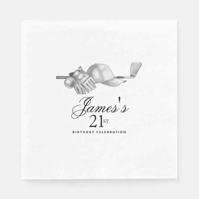 Serviette En Papier Elégant Classic Golf 21e Anniversaire Fête Personn (Devant)