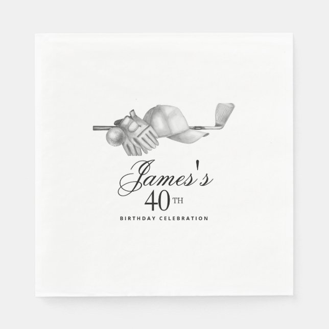 Serviette En Papier Elégant Classic Golf 40th Birthday Party Custom (Devant)