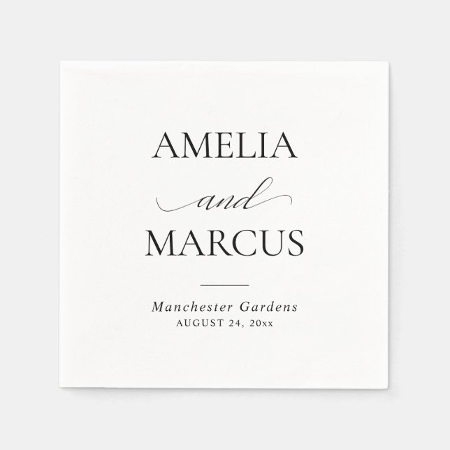 Serviette En Papier Elegant Classic Script Calligraphy Wedding (Devant)