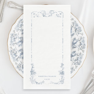 Serviette En Papier Élégant classique Dusty Bleu Français Floral