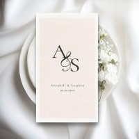 Elégant, Classique, Monogramme, Beige-Bleu, Mariag