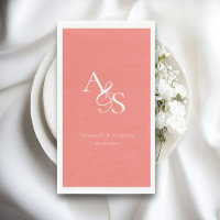 Élégant, Classique, Monogramme, Corail, Mariage
