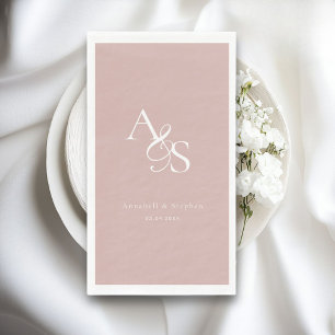 Serviette En Papier Élégant, Classique, Monogramme, Rose, Mariage