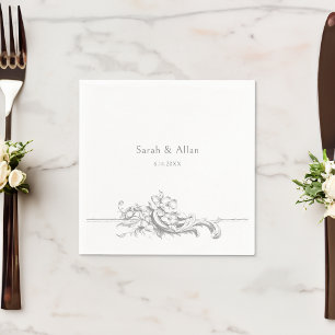 Serviette En Papier Élégant classique Rococo Floral