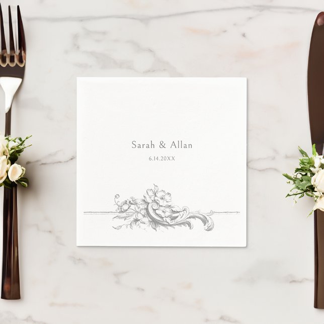 Serviette En Papier Élégant classique Rococo Floral (Créateur téléchargé)