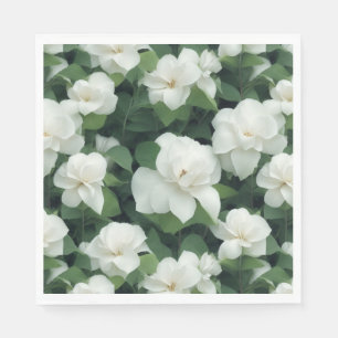 Serviette En Papier Élégant classique vert botanique blanc floral