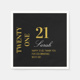 Serviette En Papier Élégant cocktail Black & Gold 21st Birthday Party
