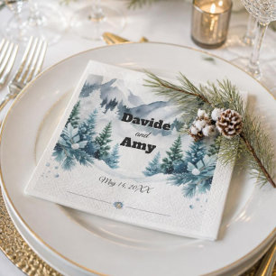 Serviette En Papier Élégant Cocktail de mariage hivernal