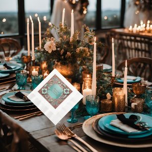 Serviette En Papier Élégant cocktail en cuivre et turquoise