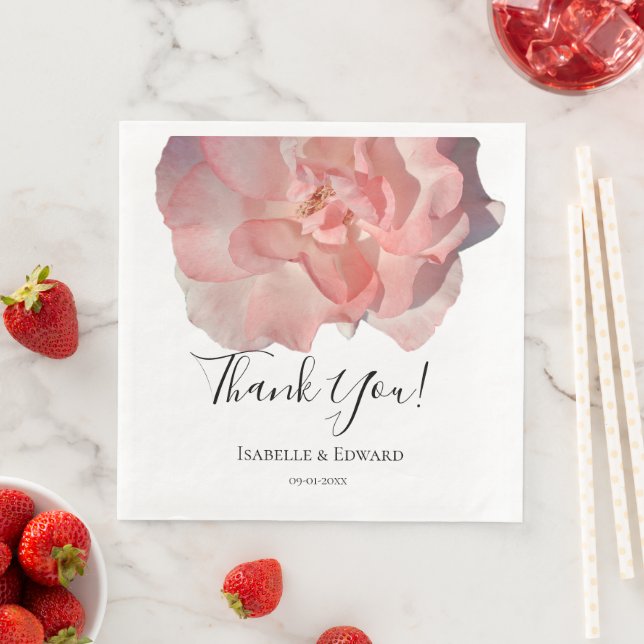 Serviette En Papier Elégant Coral Rose Rose Rose Floral Mariage Récept (En situation)