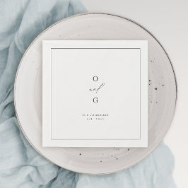 Serviette En Papier Élégant couple moderne monogramme minimaliste mari