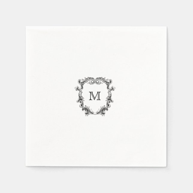 Serviette En Papier Élégant Crest Monogram Mariage Napkin (Devant)